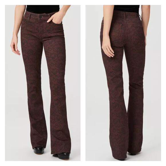Paige Morris & Co. High Rise Lou Lou Flare Jean In Cherrywood Multi Size 29 - Picture 16 of 16